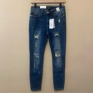 Judy Blue Mid Rise Skinny Fit Destroyed Jeans Size 7 Size 28 New NWT